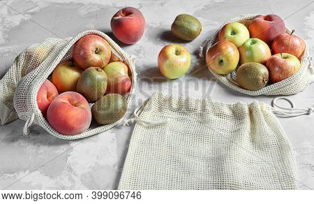 Organic Fruits In Reusable Eco Friendly Natural Bag