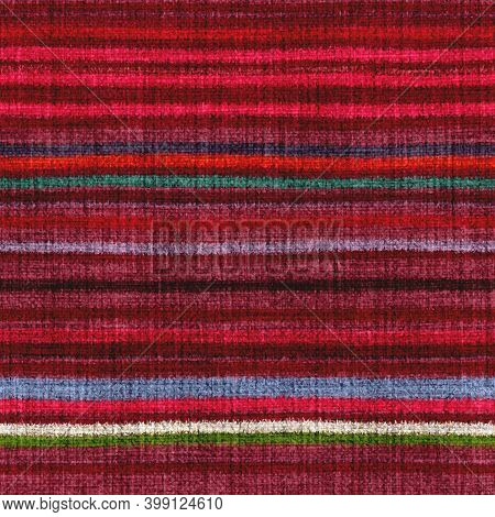 Variegated Multicolor Horizontal Tapestry Stripe Woven Texture. Space Dyed Watercolor Effect Knit St