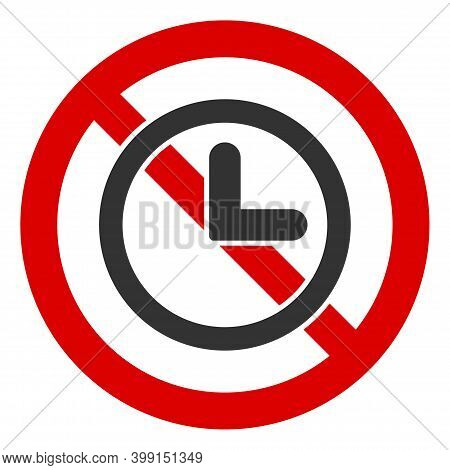 No Time Icon. Illustration Style Is A Flat Iconic Symbol Inside Red Crossed Circle On A White Backgr
