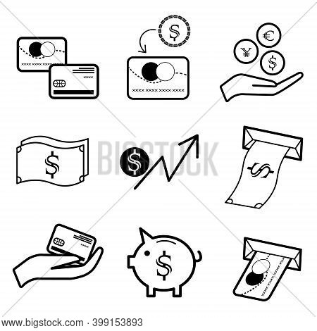 Money Icons Set. Finance Dollar And Euro. Vector Stock Illustration Isolated On White Background Eps