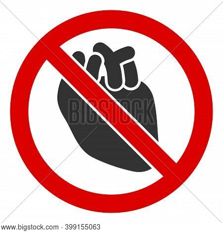 No Human Heart Icon. Illustration Style Is A Flat Iconic Symbol Inside Red Crossed Circle On A White