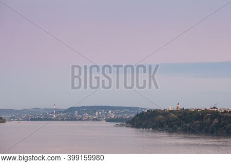 Panorama Of Zemun With Its Gardos Tower And The City Of Belgrade Seen From The Danube River, Or Duna