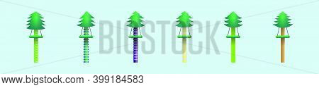 Set Of Maypole Cartoon Icon Design Template With Various Models. Modern Vector Illustration Isolated
