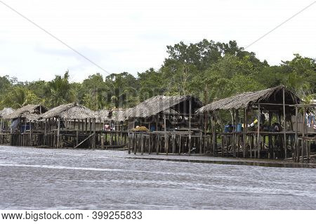 Warao's Village, Indians Living In Orinoco Delta, Venezuela