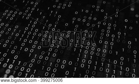 Black And White Background With Code Zero And One. Animation. Binary Code On Black Background. Failu