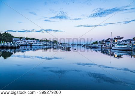 Falmouth, Ma - June 15, 2016: Falmouth Harbor Is Located On The South Side Of Cape Cod Halfway Betwe