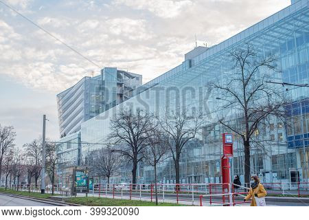 Prague, Czech Republic. 12-01-2020. Beautiful Urban Scene Highlighting Tress And Buildings Of Prague