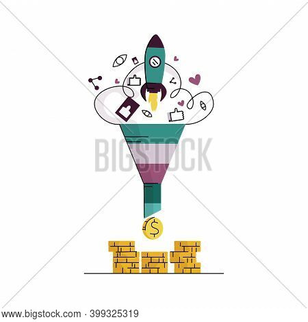 Vector Illustration Concept Cro, Startup, Attracting Subscribers, Buyers, Increasing Sales, Advertis
