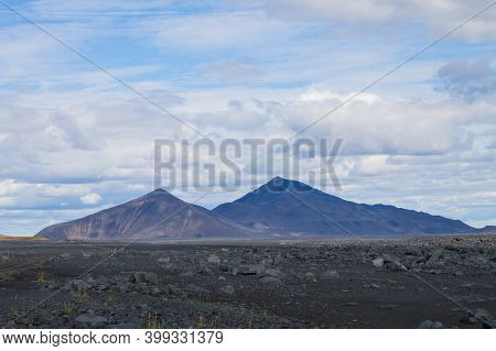Dirt Road Along Central Highlands Of Iceland. Iceland Landscape. Route F907
