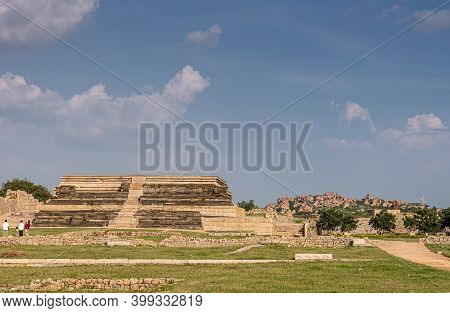 Hampi, Karnataka, India - November 4, 2013: Mahanavami Dibba Or The Dussehra Platform Is What Remain