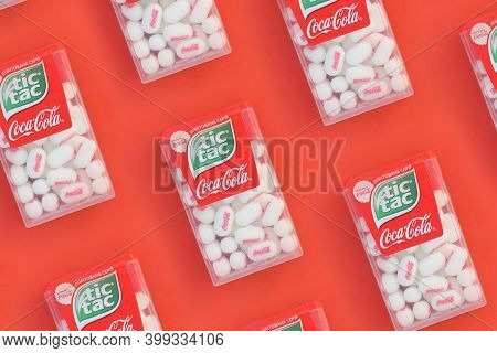 Many Tic Tac Candy Packages With Coca-cola Taste. Tic Tac Is Popular Due Its Minty Fresh Taste And E