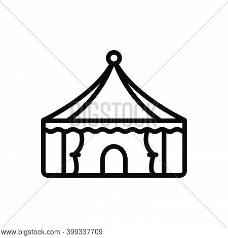 Black Line Icon For Tent Lodgement Pavilion Camp Marquee Awning Canopy
