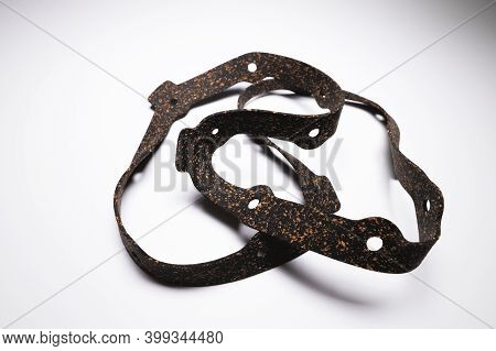 Automatic Transmission Oil Pan Gasket. Auto Parts For Auto Undercarriage On Gray Background