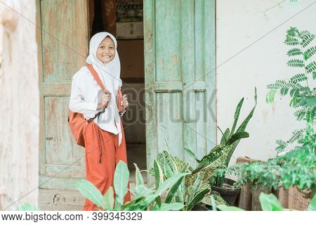 Happy Indonesian Student Getting Ready To School