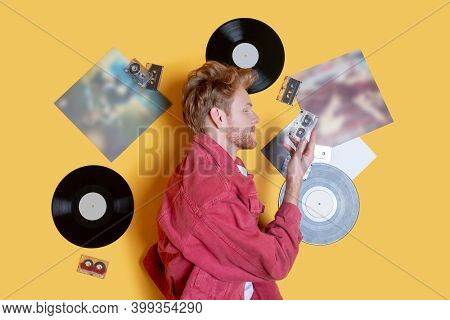 Ginger Young Man Lying On The Floor And Relaxig