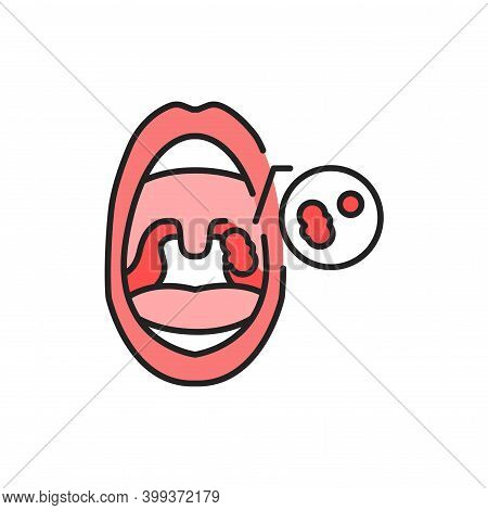 Open Mouth With Adenoids Line Color Icon. Sign For Web Page, Mobile App