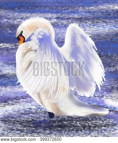 Digital Illusration Of A Beautiful White Swallow