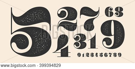 Number Font. Font Of Numbers In Classical French Didot Or Didone Style With Contemporary Geometric D