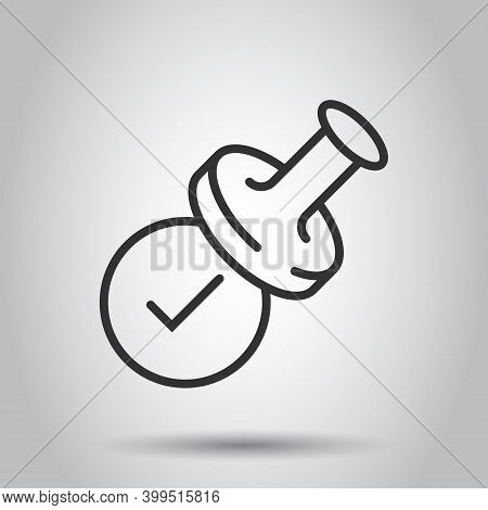 Approve Stamp Icon In Flat Style. Accept Check Mark Vector Illustration On White Isolated Background