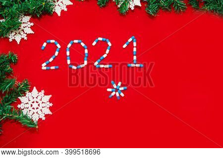 Coronavirus, Covid-19 And The New Year. Holiday In Self-isolation, Hospital. Christmas Decorations A