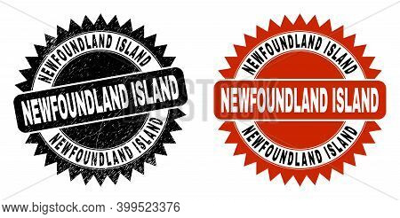 Black Rosette Newfoundland Island Seal Stamp. Flat Vector Textured Seal Stamp With Newfoundland Isla