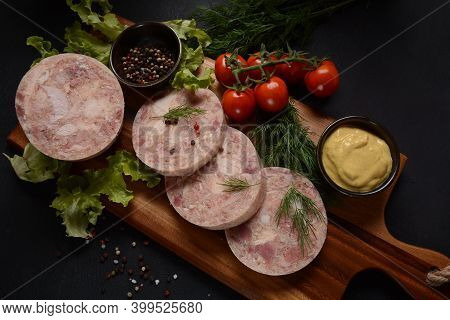 Homemade Headcheese With Dill And Mustard, And Cherry Tomatoes