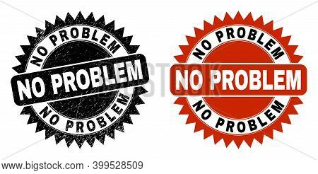 Black Rosette No Problem Seal Stamp. Flat Vector Textured Stamp With No Problem Caption Inside Sharp