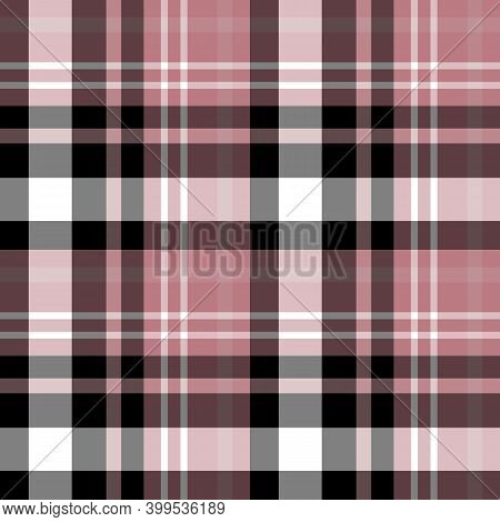 Seamless Pattern In Black, White, Discreet Pink Colors For Plaid, Fabric, Textile, Clothes, Tableclo