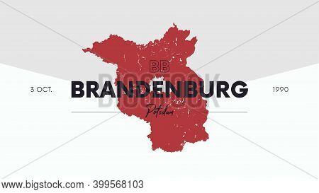 7 Of 16 States Of Germany With A Name, Capital And Detailed Vector Brandenburg Map For Printing Post
