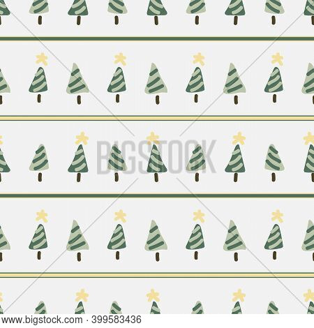 Cute Gender Neutral Christmas Tree Seamless Vector Pattern. Conifer Pine Tree Home Decor Cartoon Hol