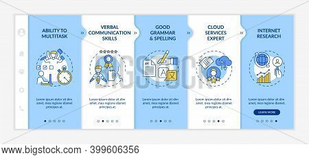 Virtual Assistant Skills Onboarding Vector Template. Ability To Multitask. Administrative Management