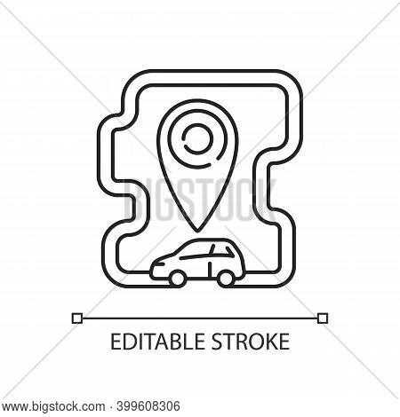 Roundtrip Carsharing Linear Icon. Model Of Car Rental Where People Rent Cars. Get Automobile. Thin L