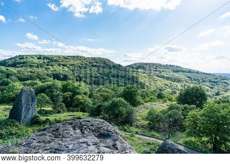 View From The Top Of The Rock Wall Of The Stenzelberg Over The Forest.