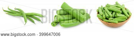 Green Beans Isolated On A White Background With Full Depth Of Field. Setor Collection