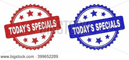 Rosette Today's Specials Seals. Flat Vector Textured Watermarks With Today's Specials Title Inside R