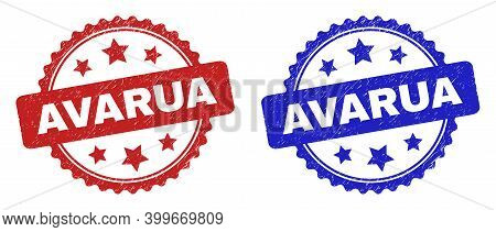 Rosette Avarua Seal Stamps. Flat Vector Textured Seal Stamps With Avarua Title Inside Rosette With S