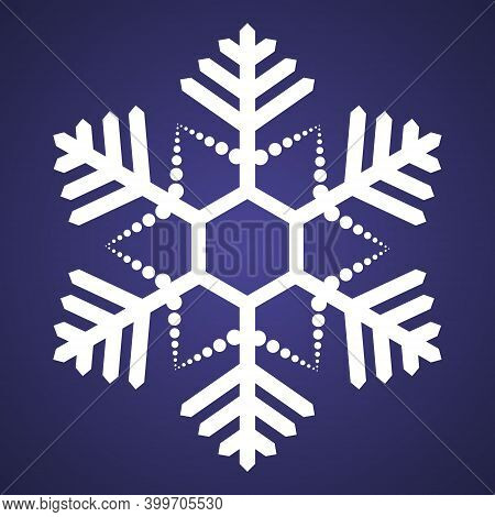 Snowflake. Festive Ornament. Vector Illustration. Isolated Purple Background. Flat Style. A Fragile 
