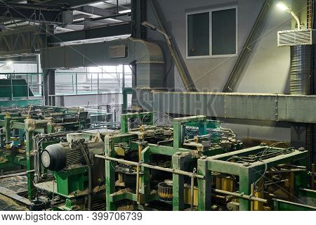 Interior Of An Automated Workshop For The Production Of Boards At A Modern Sawmill