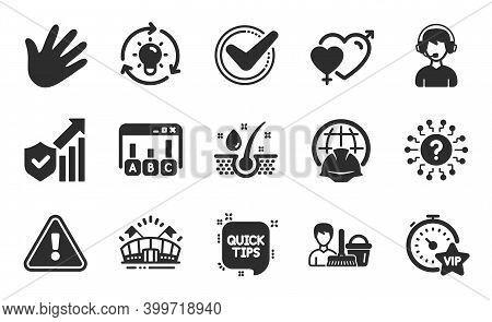 Idea, Consultant And Security Statistics Icons Simple Set. Vip Timer, Serum Oil And Confirmed Signs.