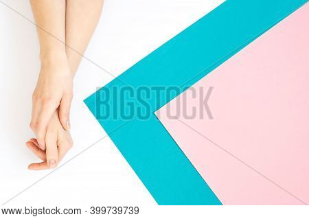 Stylish Trendy Female Manicure. Close Up Of Female Hands. Hand Skin Care. Close-up Of Woman's Hand W