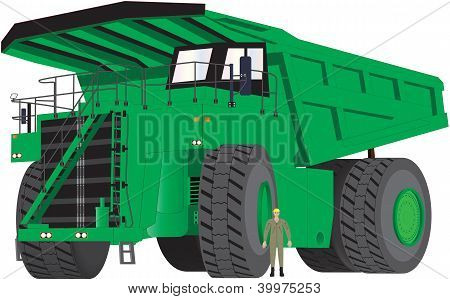 รถบรรทุกสีเขียว Dumper