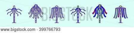 Set Of Maypole Cartoon Icon Design Template With Various Models. Modern Vector Illustration Isolated