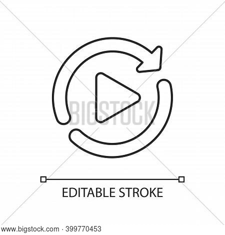 Restart Linear Icon. Media Player Interface Element, Play Again Button. Digital Entertainment Thin L