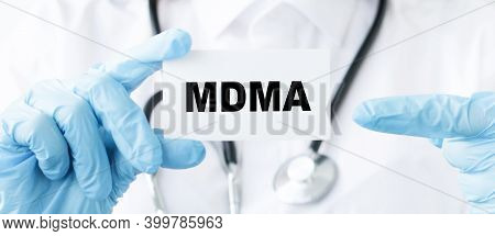 Doctor Holding Card With Text Mdma, Close-up Of Hands And Cards, Medical Concept