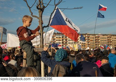 Prague, Czech Republic 11-19-2020. Czech Republic Celebrated 30th Years Of Velvet Revolution-transit