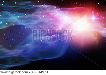 Abstract illustration of colorful nebula and shining stars in space background. background with abstract futuristic hyperspace universe concept