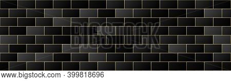 Gold And Black Gradient Color Brick Seamless Pattern Background, Line Geometric Texture, Minimal Des