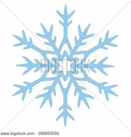 Snowflake. Festive Ornament. Vector Illustration. Isolated White Background. Flat Style. A Fragile C