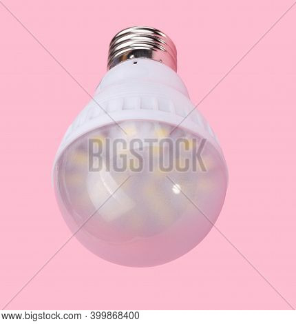 Led Tube Lamp On Pink Background At Dry Sunny Summer Day