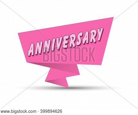 Pink Banner With The Word Anniversary. Simple Stock Vector Illustration